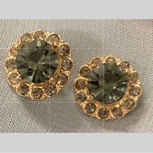 Gold and Green Stud Earrings